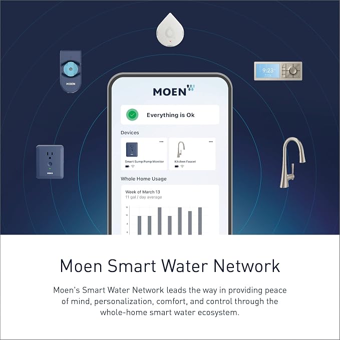Moen Flo Smart Water Leak Detector, Drip or Flood Sensor Alarm - Image 7