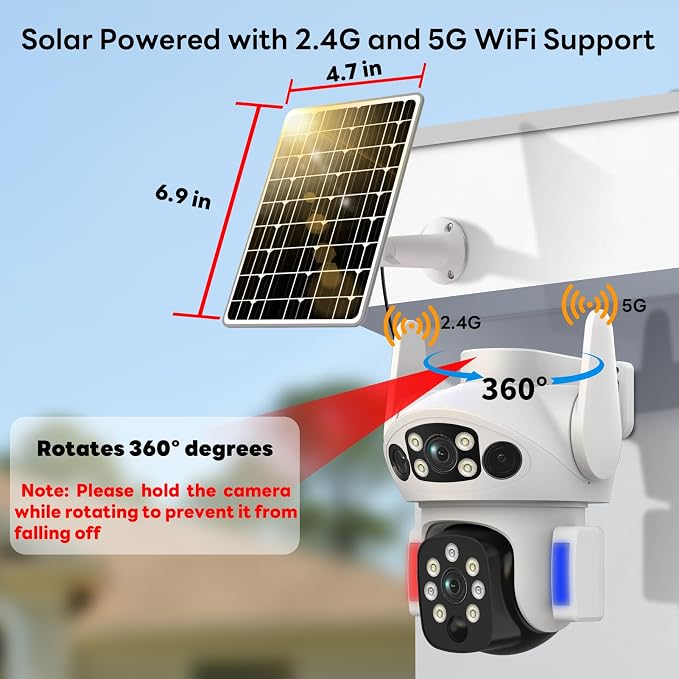 Solar Camera Outdoor Wireless, Dual Lens Security Camera - Image 3