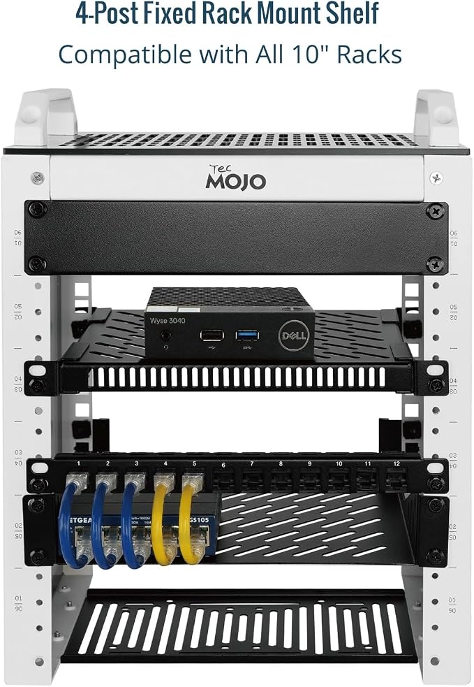 Tecmojo 0.5U Rack Shelf for 10" Server Rack & Cabinet, Adjustable 7.87-10.24" - Image 5