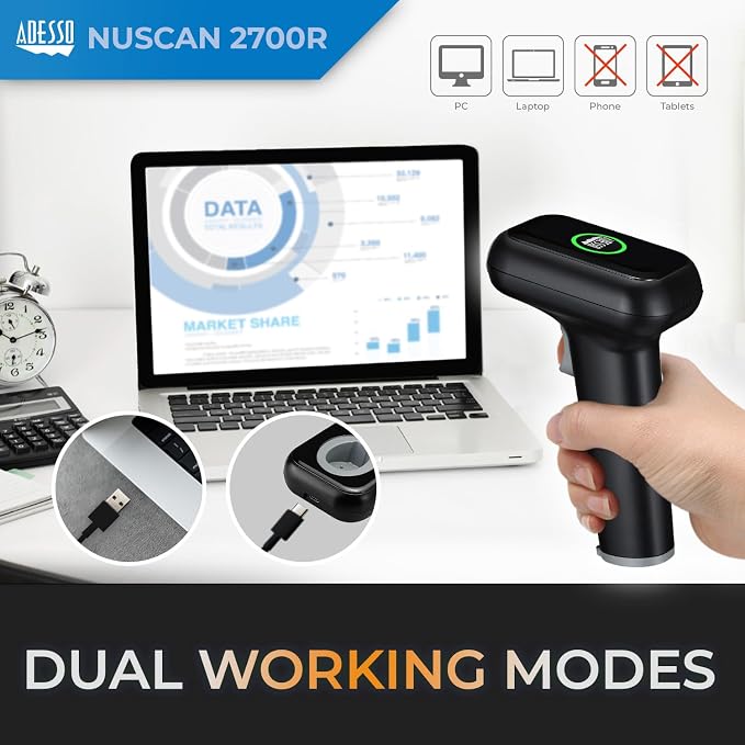 Adesso Nuscan 2700R Wireless Barcode Scanner - Image 3