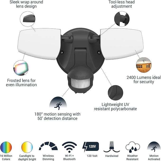 HALO ESF Motion Smart Wi-Fi Color Changing LED Outdoor Security Floodlight - Image 2