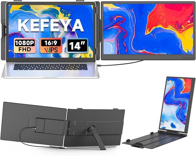 KEFEYA Laptop Screen Extender 14", FHD 1080P IPS Laptop Monitor Extender by KEFEYA