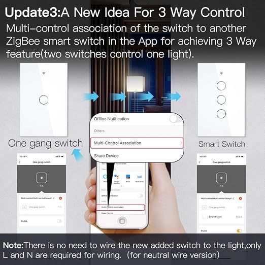 MOES ZigBee Smart Touch Wall Light Switch, Requires Tuya ZigBee Hub, No Neutral - Image 4