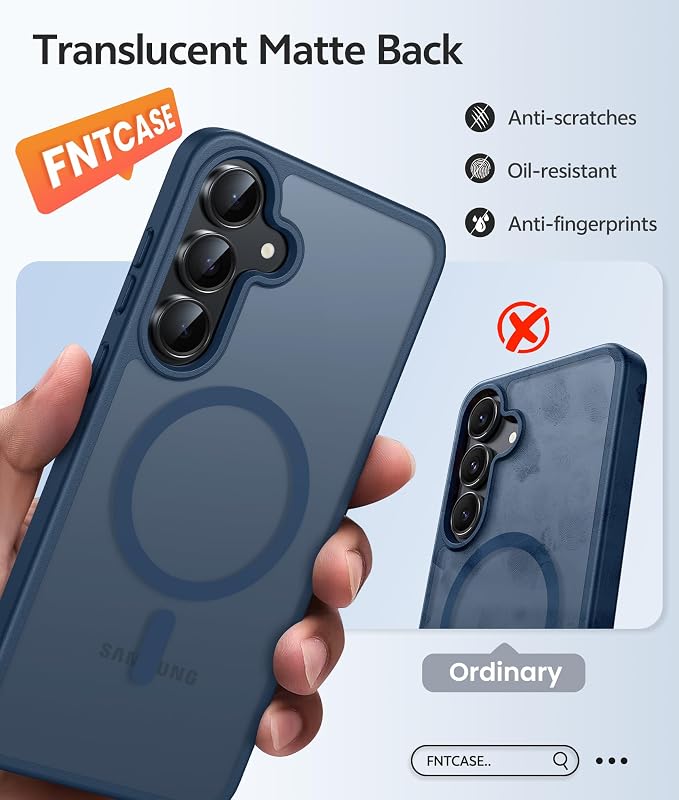 FNTCASE for Samsung Galaxy S25 FE Case: Magnetic Translucent Matte Military - Image 6