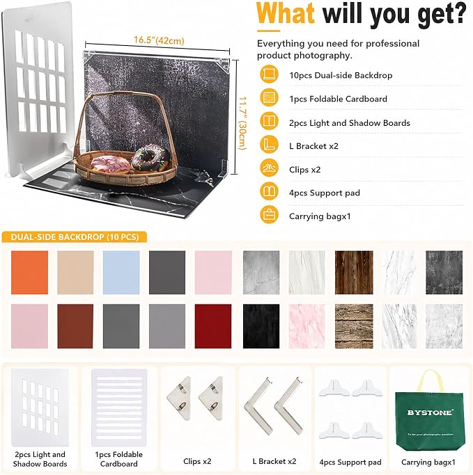 10Pcs 20Patterns Product Photography Backdrops Kit, Photo Backdrop Board - Image 2