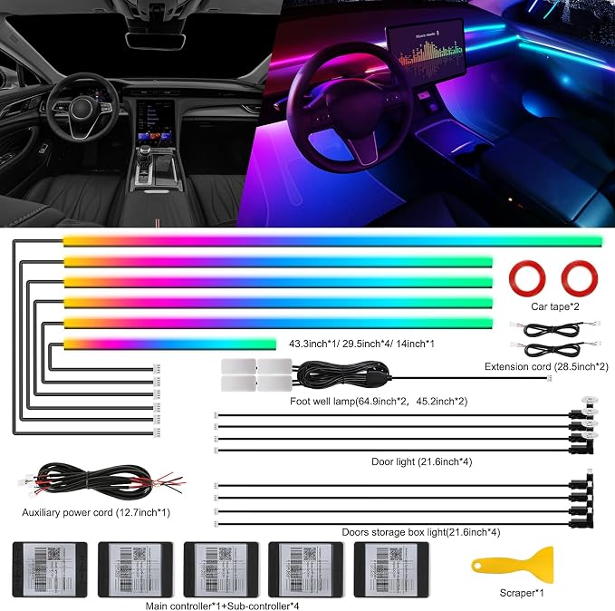 Dreamcolor Acrylic Interior Car LED Strip Light - Image 2