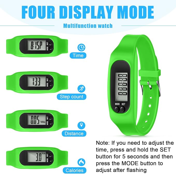 Silicone Fitness Tracker Watch 3 Pcs Walking Running Pedometer Calorie Burning - Image 4