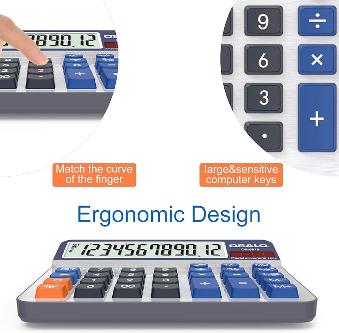 Desktop Calculator Extra Large 5-Inch LCD Display 12-Digit Big Number - Image 3