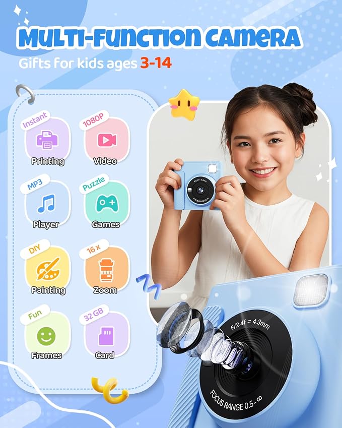 TIATUA Kids Instant Print Camera, Christmas Birthday Gifts - Image 2