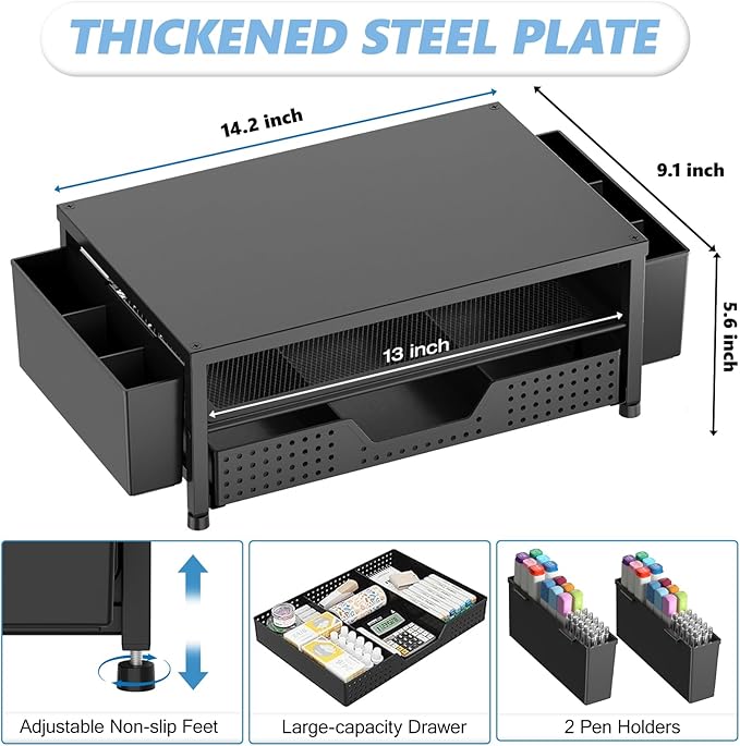 OPNICE Desk Organizer and Accessories, 2-Tier Computer Monitor Stand Riser - Image 2