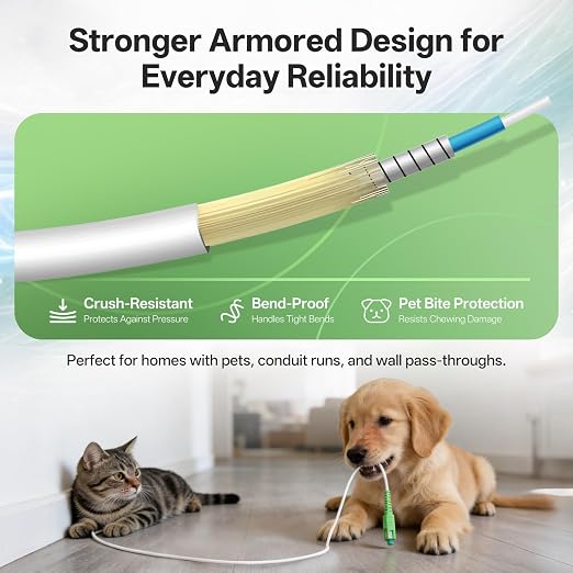 Armored SC/APC to SC/APC Fiber Optic Internet Cable 3.0mm G657A2, Pet-Proof - Image 2