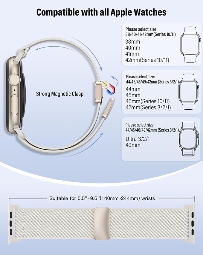 Stretchy Band Compatible with Apple Watch Bands 40mm 38mm 41mm 42mm 44mm 45mm - Image 2