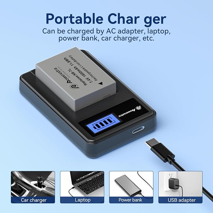 Powerextra NB-7L 2-Pack 1600mAh 7.4V Battery and Charger - Image 3
