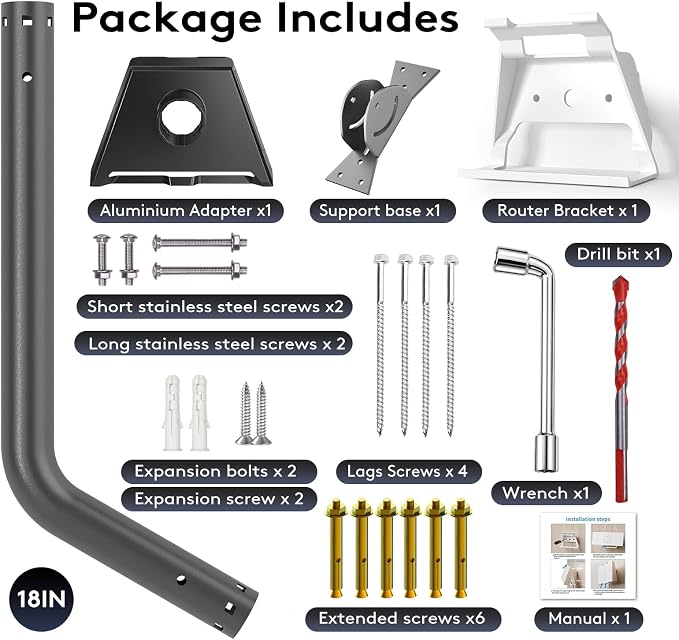 Gen 3/4/4X Mount Kit for Starlink, All-in-One Outdoor Dish Mount and Indoor - Image 9