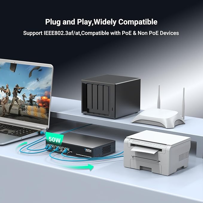 6 Ports 10Gb Unmanaged PoE Ethernet Switch - Image 5