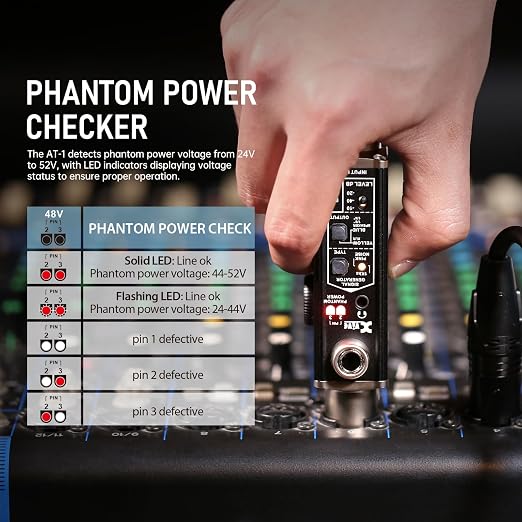 Xvive AT-1 Portable Audio Tester, Signal Generator, XLR Cable Tester, Phantom - Image 5