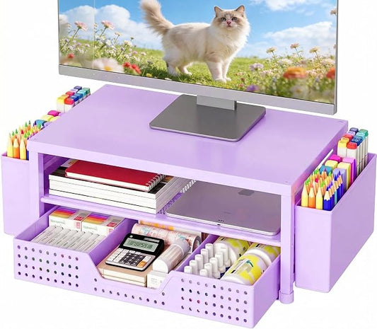 OPNICE Desk Organizers and Accessories, 2-Tier Computer Monitor Stand Riser by OPNICE