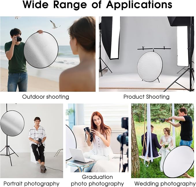 5-in-1 Light Reflector 43 Inch/110 cm Photography Diffuser Collapsible Portable - Image 5