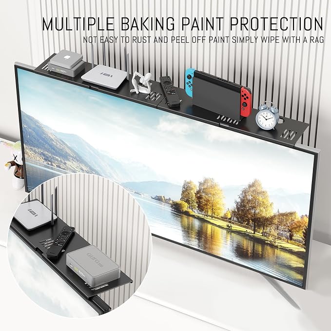 CABTE Adjustable Steel TV Top Shelf, Floating TV Stand, Universal Monitor Shelf - Image 3