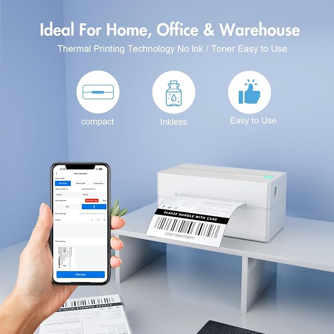 Bluetooth Thermal Shipping Label Printer: 4x6 Wireless Label Maker - Image 6