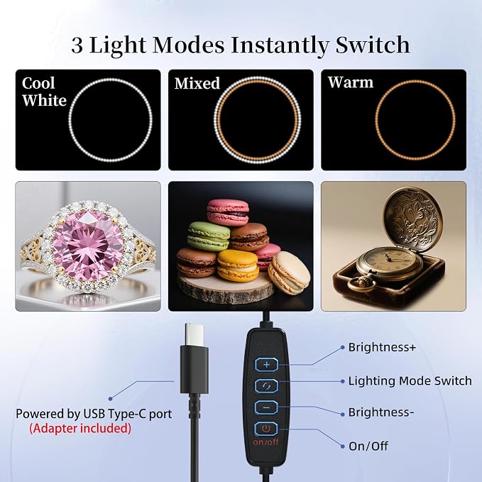16x16x12 Photo Light Box with USB-C Cable, 18W Dimmable LED Photography Studio - Image 4