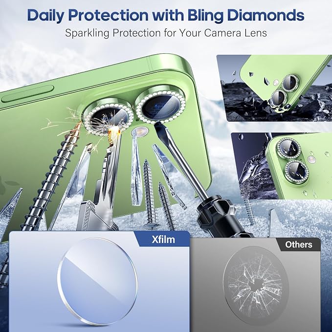 for iPhone 17 Camera Lens Protector Bling, Individual Diamond Metal Ring - Image 3