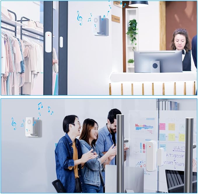 Wireless Door Sensor Chime, Door Open Alarm When Entry Business/Office/Store - Image 5