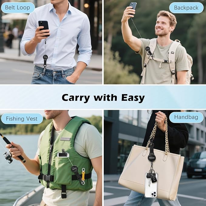 MoKo Anti-theft Phone Tether, Phone Lanyard & Keychain Retractable Steel Line - Image 7