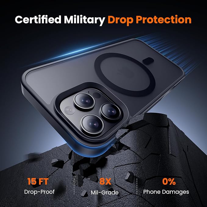 toushion Phone Case for iPhone 16 pro max Matte Black | 3 in 1, - Image 4