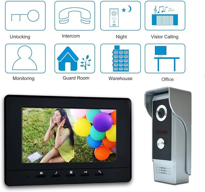 Wired Video Intercom System, 7 Inch Video Doorbell Door Camera Kit | Dual-way - Image 4