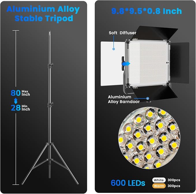 D80 Photography Lighting, 2 Packs LED Video Light - Image 6