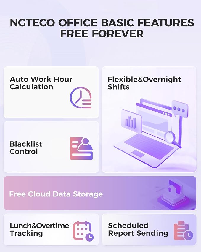 NGTeco Cloud Time Clock for Employees Small Business, Remote Control - Image 5