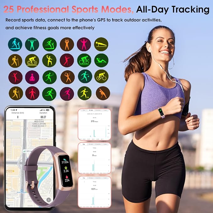 Fitness Tracker, 24/7 Heart Rate Blood Oxygen Blood Pressure Body Temp Monitor - Image 4