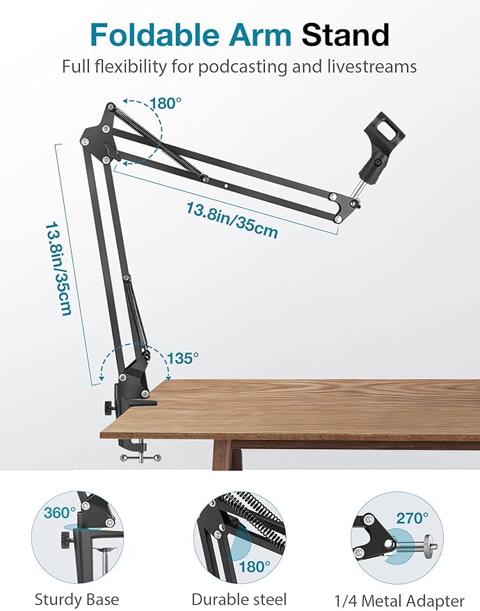 InnoGear Webcam Stand, Boom Arm Mount Stand - Image 4