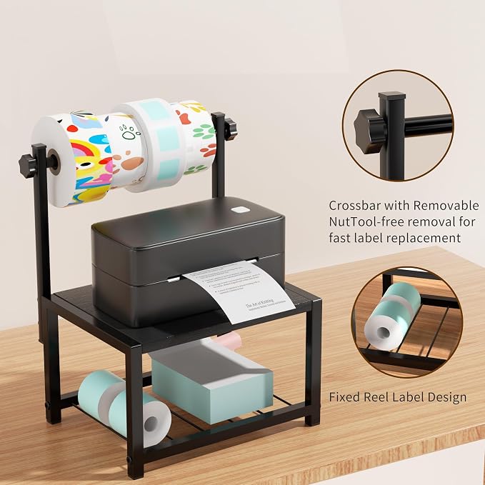 Label Holder for Rolls and Fan-Fold Labels, Sturdy Thermal Sticker Holder for - Image 4