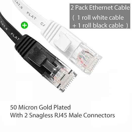 DAYEDZ Cat 6 Ethernet Cable 50ft 2 Pack LAN Cable Faster Than Cat5e/Cat5 - Image 2