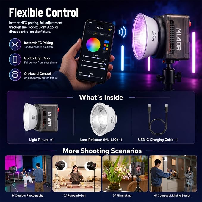 Godox ML40R RGB LED Video Light, Portable COB Photography Light - Image 8