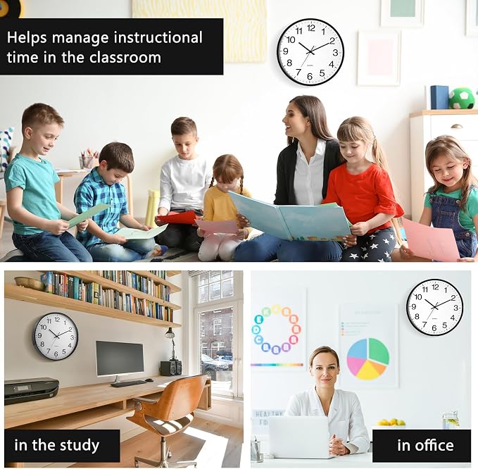 Inbagi 8 Pcs Wall Clock Large Silent Battery Operated Wall Clocks Modern Non - Image 3