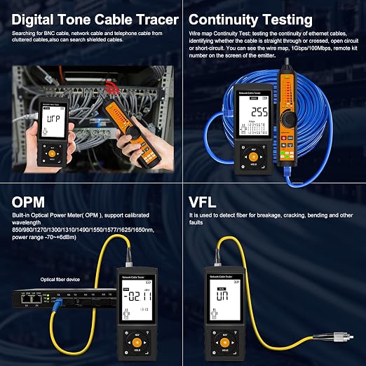 Rechargeable Digital Tone Cable Tester, WANLUTECH Tone Generator - Image 3