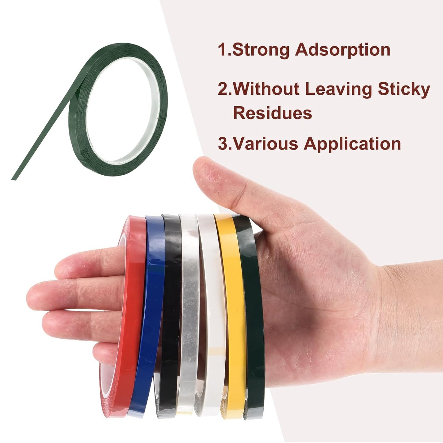 MECCANIXITY 10 Rolls Whiteboard Tape Graphic Chart Tape 8mm 54.7 Yard Art Tape Thin Self-Adhesive Pinstripe Tape Masking Tape for Gift Wrapping Craft Supplies, Green