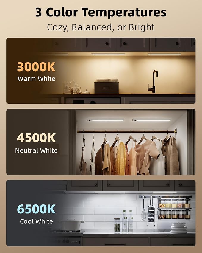 EZVALO 5-Pack Under Cabinet Lighting, 4000mAh Rechargeable Motion Sensor Light - Image 7