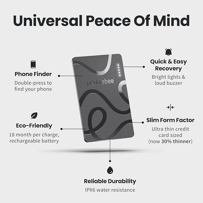 Pebblebee Card 5 | Rechargeable Bluetooth Wallet Tracker Card | Thin - Image 3