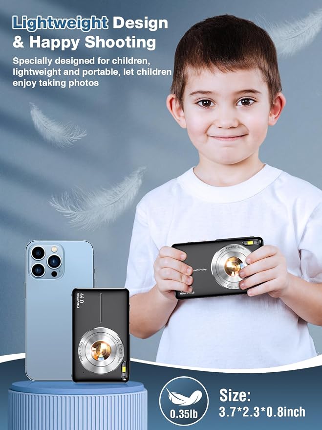 Digital Camera, FHD 1080P Kids Camera 44MP Point and Shoot Digital Cameras - Image 5