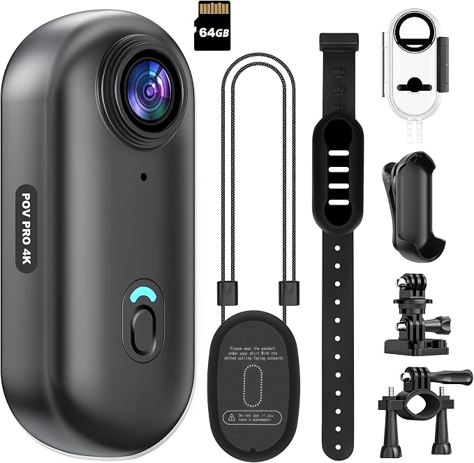 4K Mini WiFi Action Camera 64GB Thumb POV Portable Body Cam Wearable Video by INTEPOLL