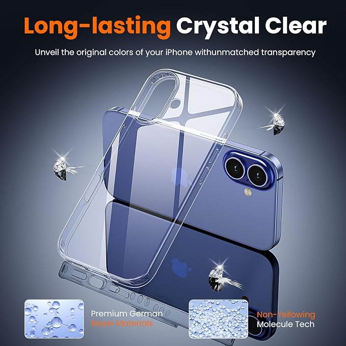 toushion 3 in 1 for iPhone 16 Case Clear, Screen Protector *1 & Camera Lens - Image 5