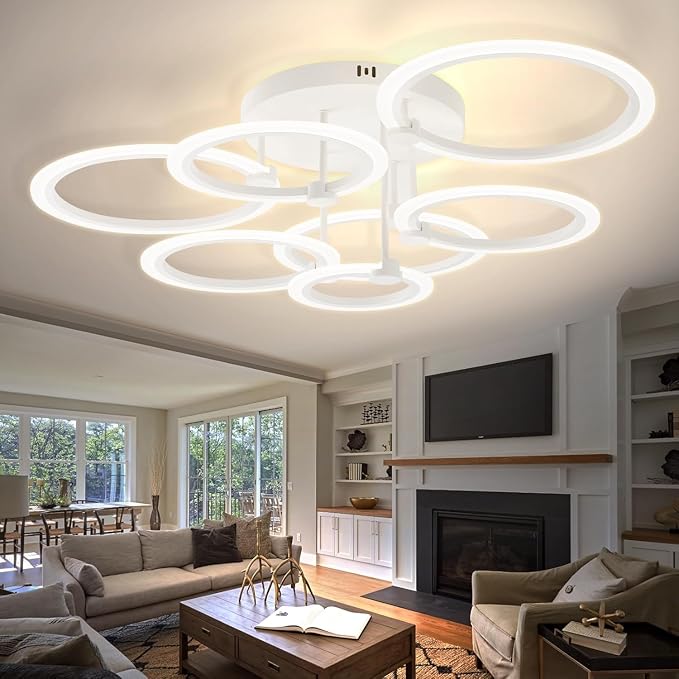 Smart LED Ceiling Light, 7-Ring Modern Flush Mount Fixture, 130W Dimmable - Image 9