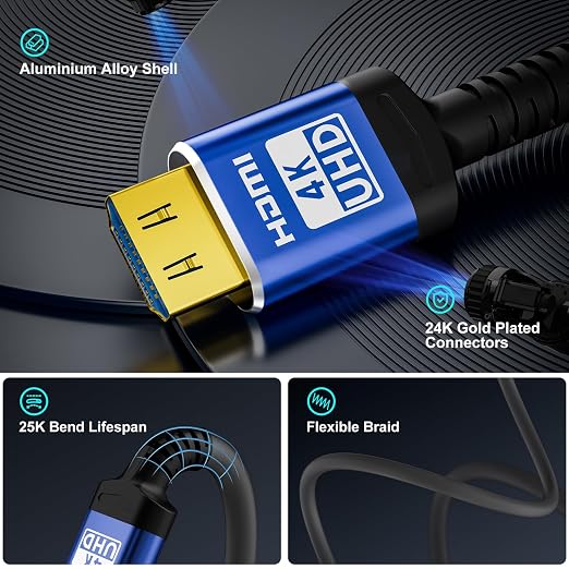 18Gbps 75 ft hdmi Cable with Gripping Connectors, 4k Ultra high Speed Ethernet - Image 5