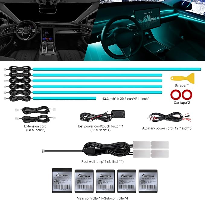 RGB Acrylic Interior Car LED Strip Light - Image 3