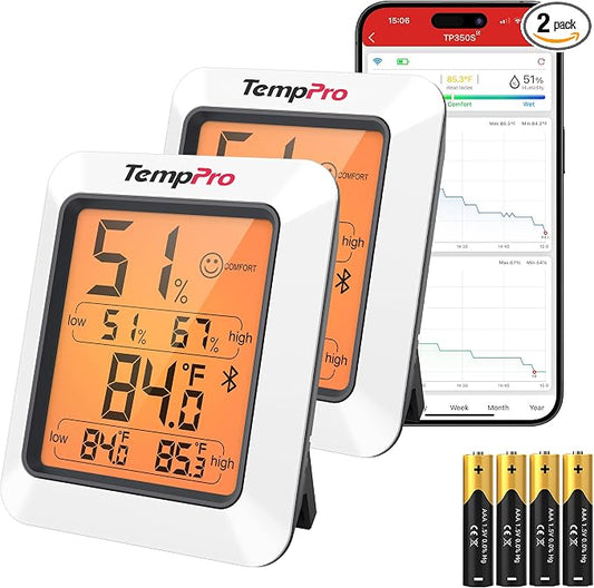 TempPro Hygrometer Thermometer for House, Backlit Humidity Meter Temperature by TempPro