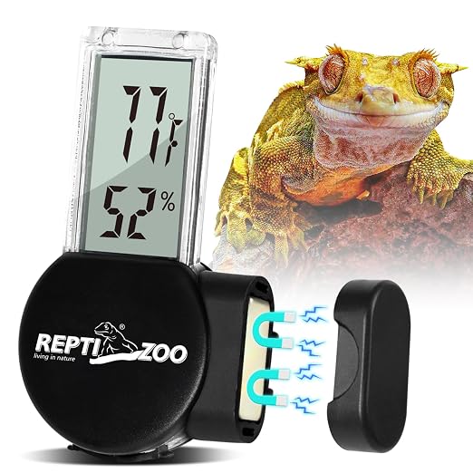 REPTI ZOO Magnetic Reptile Thermometer and Humidity Gauge, Digital LCD by REPTIZOO
